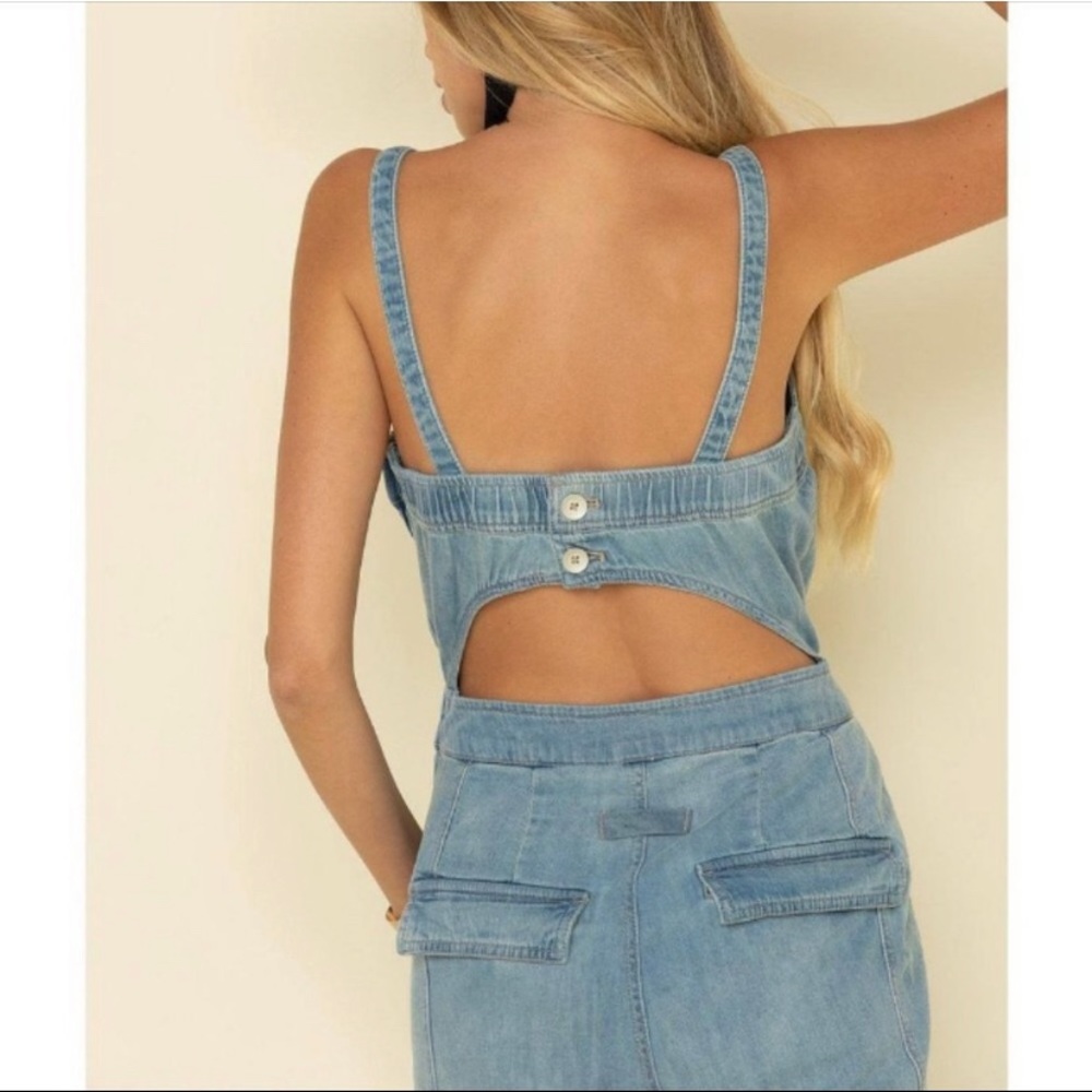 Light Blue Denim Jumpsuit - Picture 3 of 13